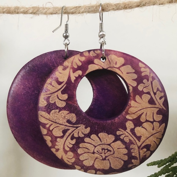 Wooden hoop earrings ✨ - Picture 2 of 2